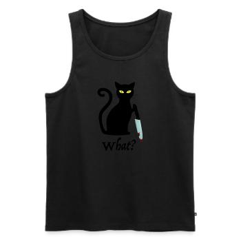 What | Killer Cat, Funny Pictures, Cat Love - Men's Premium Organic Tank Top - black - Front - AI Model Male 178 light (178cm)
