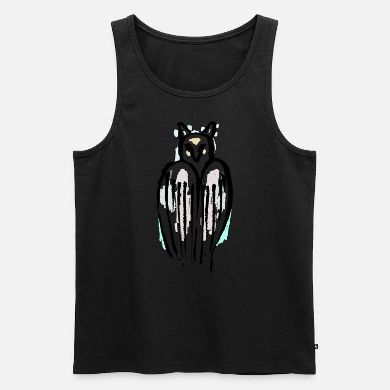 Eule - Männer Premium Bio Tank Top - Schwarz