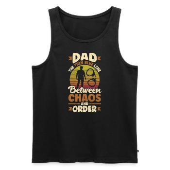 Dad the Protector Father's Day Design for - Männer Premium Bio Tank Top - Schwarz - Vorne - Michal (187cm)