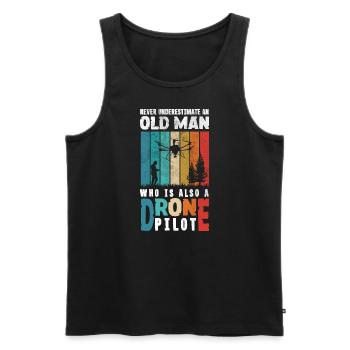 Never Underestimate an Old Man who is also a - Men's Premium Organic Tank Top - black - Front - Michal (187cm)