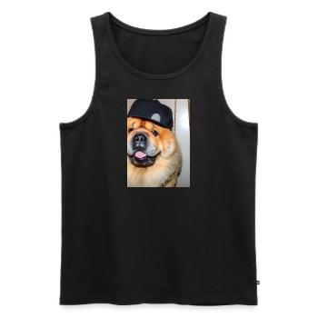 Cooler Hund mit Mütze - Männer Premium Bio Tank Top - Schwarz - Vorne - AI Model Male 178 light (178cm)