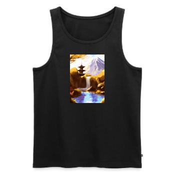 Japan Tower Wasserfall Gemälde - Männer Premium Bio Tank Top - Schwarz - Vorne - Michal (187cm)