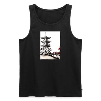 Japanische Turmbrücke - Männer Premium Bio Tank Top - Schwarz - Vorne - AI Model Male 178 light (178cm)