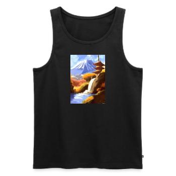 Japan Tower Wasserfall Gemälde - Männer Premium Bio Tank Top - Schwarz - Vorne - Michal (187cm)