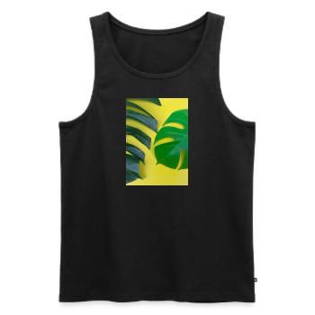Monstera-Blätter - Männer Premium Bio Tank Top - Schwarz - Vorne - Michal (187cm)