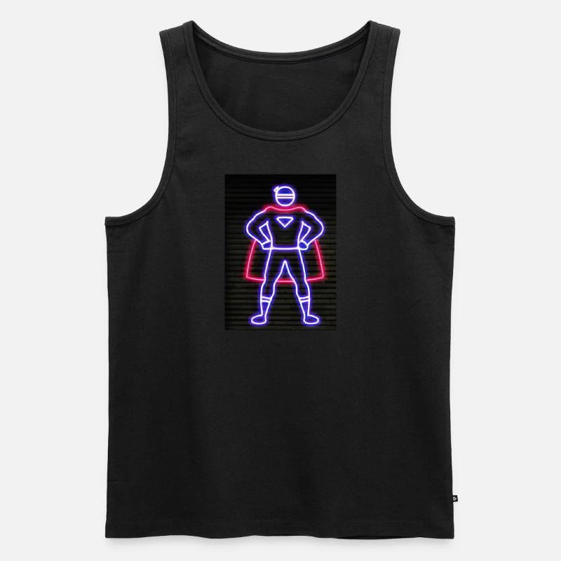 Superhelden Neon - Männer Premium Bio Tank Top - Schwarz