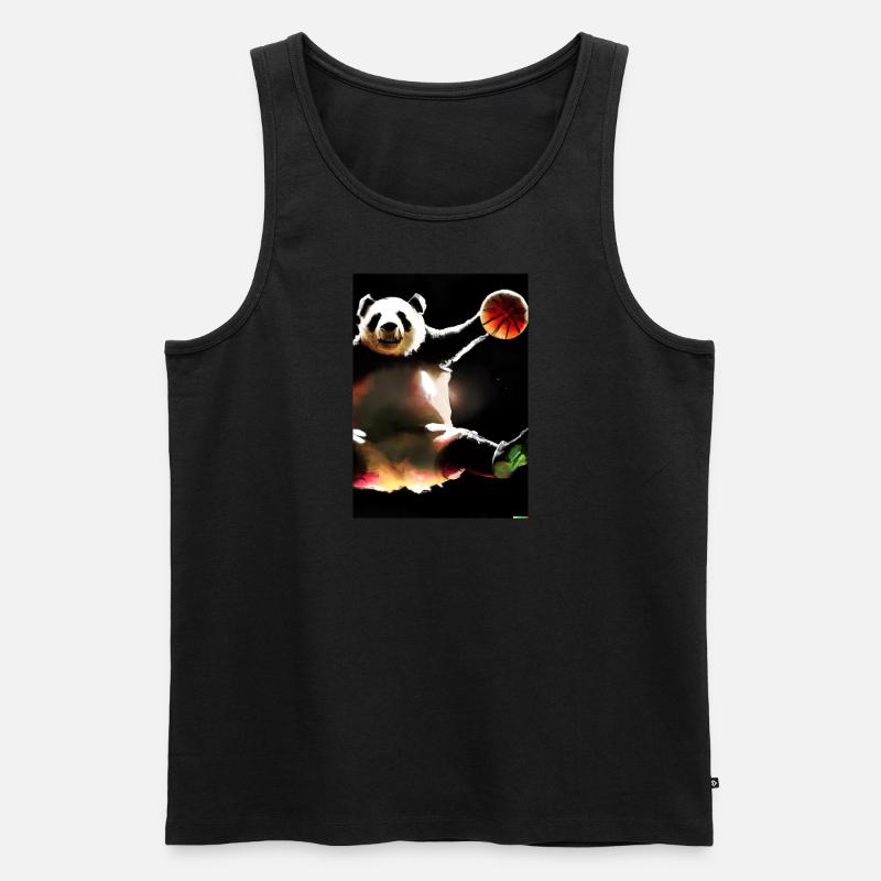 Basketball Dunk Panda - Männer Premium Bio Tank Top - Schwarz