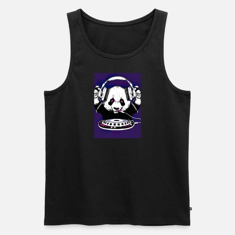DJ Panda Musik - Männer Premium Bio Tank Top - Schwarz