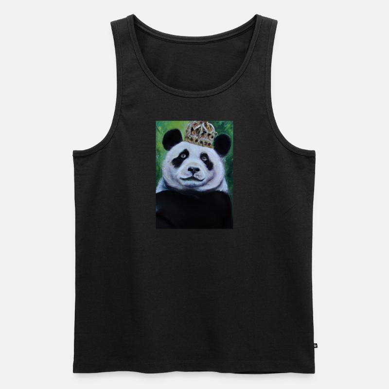 Panda mit Krone Ölgemälde - Männer Premium Bio Tank Top - Schwarz