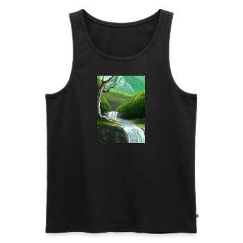 Forest River Wasserfall - Männer Premium Bio Tank Top - Schwarz - Vorne - AI Model Male 178 light (178cm)