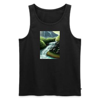 Forest River Wasserfall - Männer Premium Bio Tank Top - Schwarz - Vorne - AI Model Male 178 light (178cm)