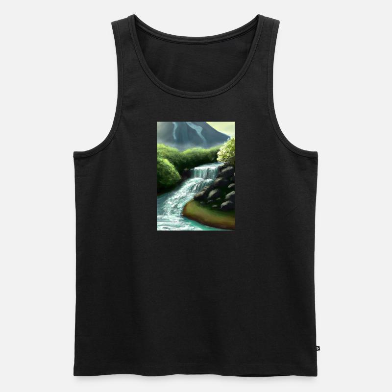 Forest River Wasserfall - Männer Premium Bio Tank Top - Schwarz