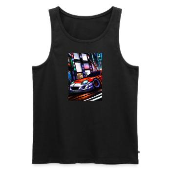 Sportwagen in der Großstadt - Männer Premium Bio Tank Top - Schwarz - Vorne - Michal (187cm)