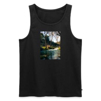 Forest River Wasserfall - Männer Premium Bio Tank Top - Schwarz - Vorne - AI Model Male 178 light (178cm)