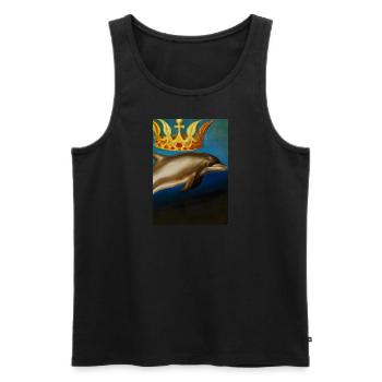 Delfin mit Krone - Männer Premium Bio Tank Top - Schwarz - Vorne - Michal (187cm)