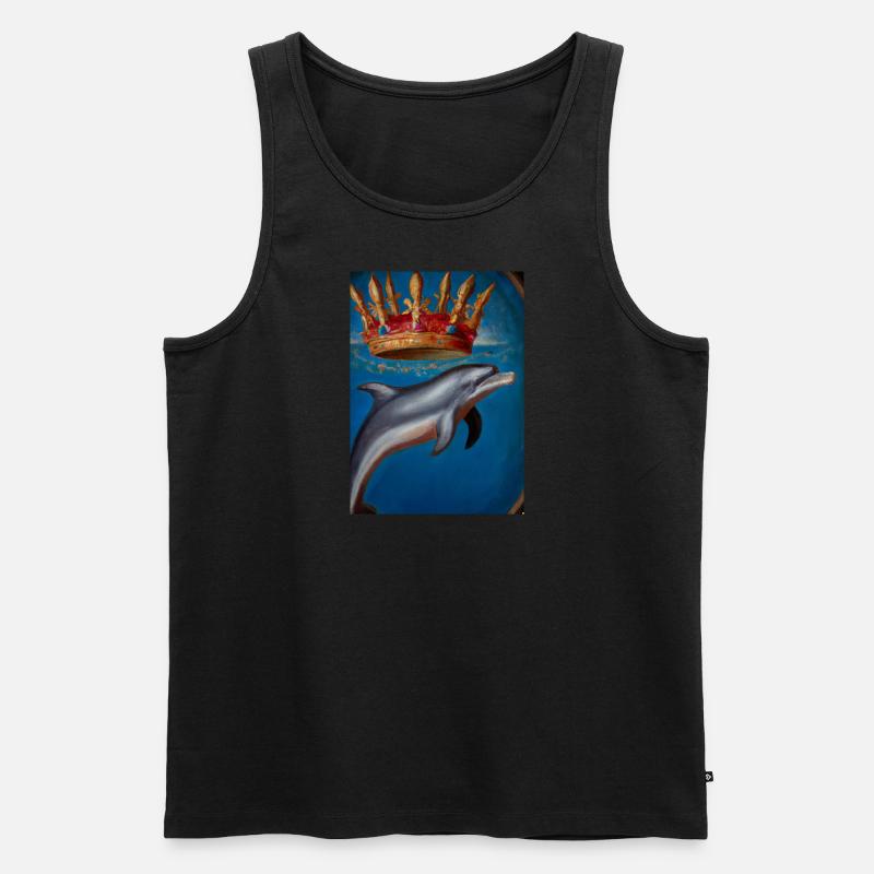 Delfin mit Krone - Männer Premium Bio Tank Top - Schwarz