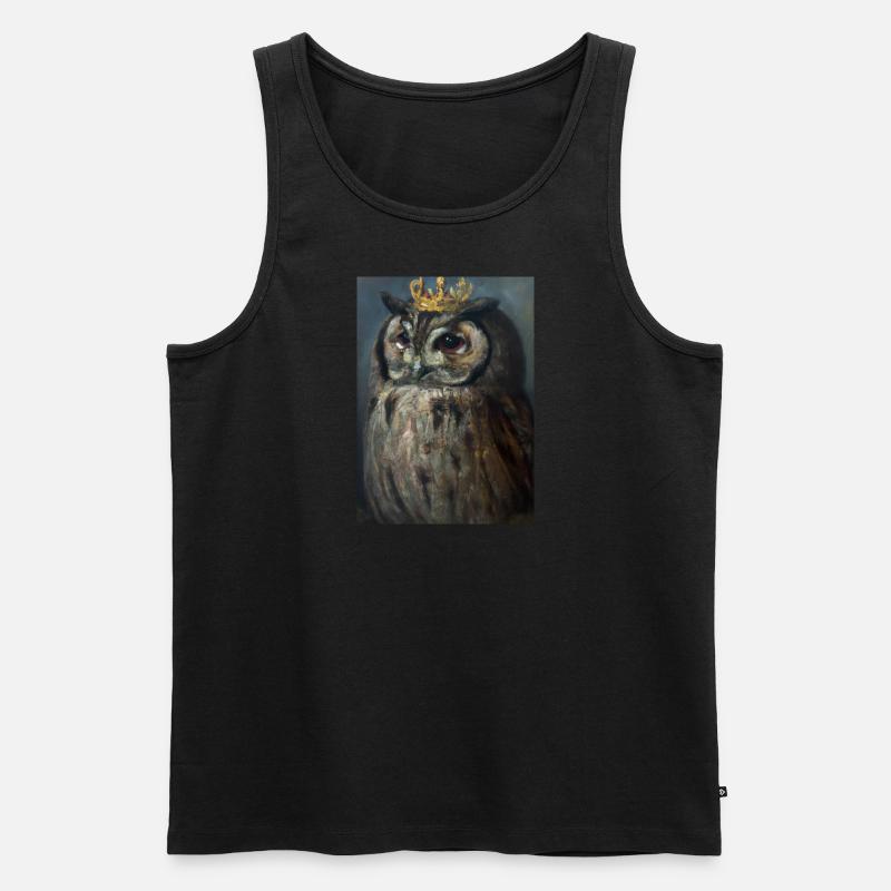 Eule mit Krone - Männer Premium Bio Tank Top - Schwarz