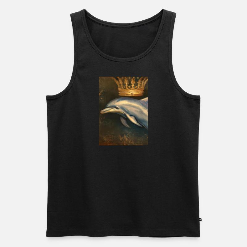 Delfin mit Krone - Männer Premium Bio Tank Top - Schwarz
