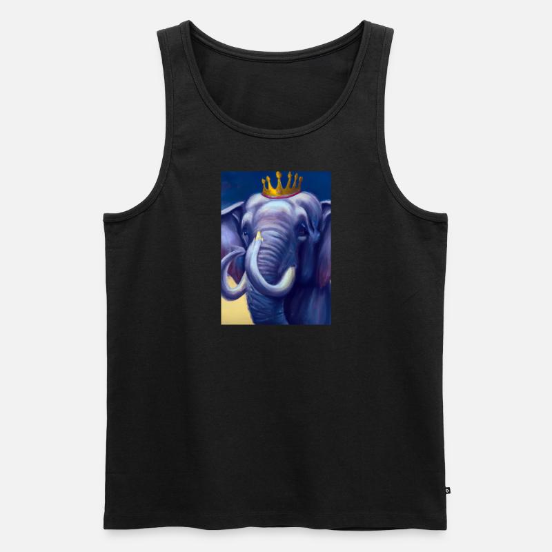 Elefant mit Krone - Männer Premium Bio Tank Top - Schwarz