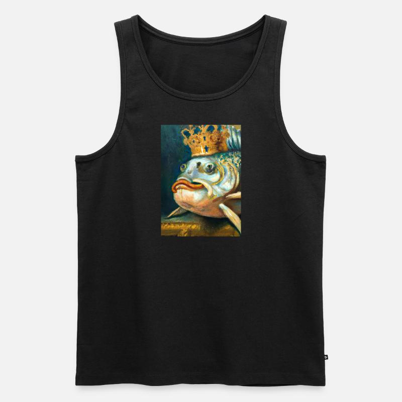 Fisch mit Krone - Männer Premium Bio Tank Top - Schwarz