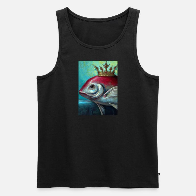 Fisch mit Krone - Männer Premium Bio Tank Top - Schwarz