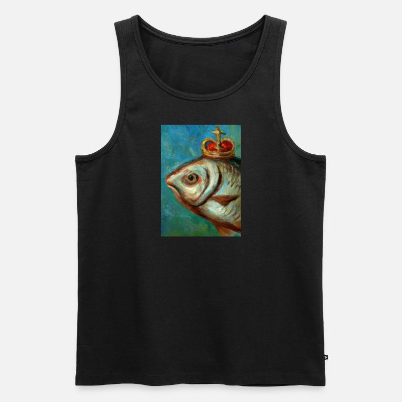 Fisch mit Krone - Männer Premium Bio Tank Top - Schwarz