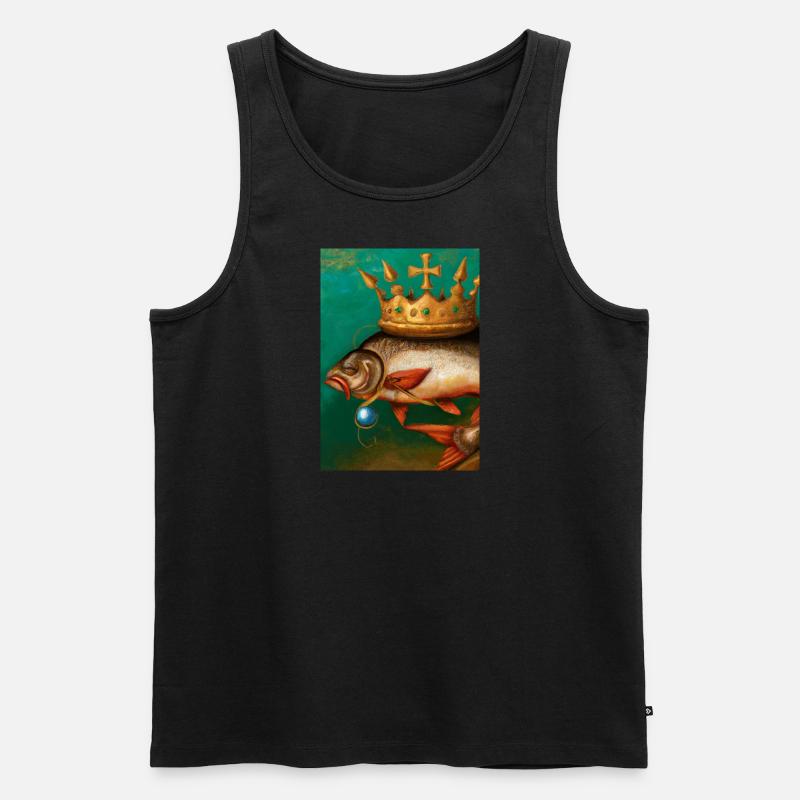 Fisch mit Krone - Männer Premium Bio Tank Top - Schwarz