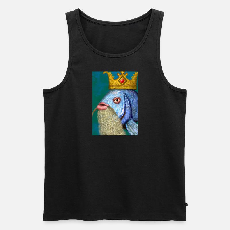 Fisch mit Krone - Männer Premium Bio Tank Top - Schwarz
