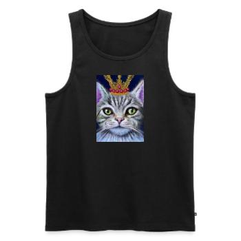 Katze mit Krone - Männer Premium Bio Tank Top - Schwarz - Vorne - Michal (187cm)