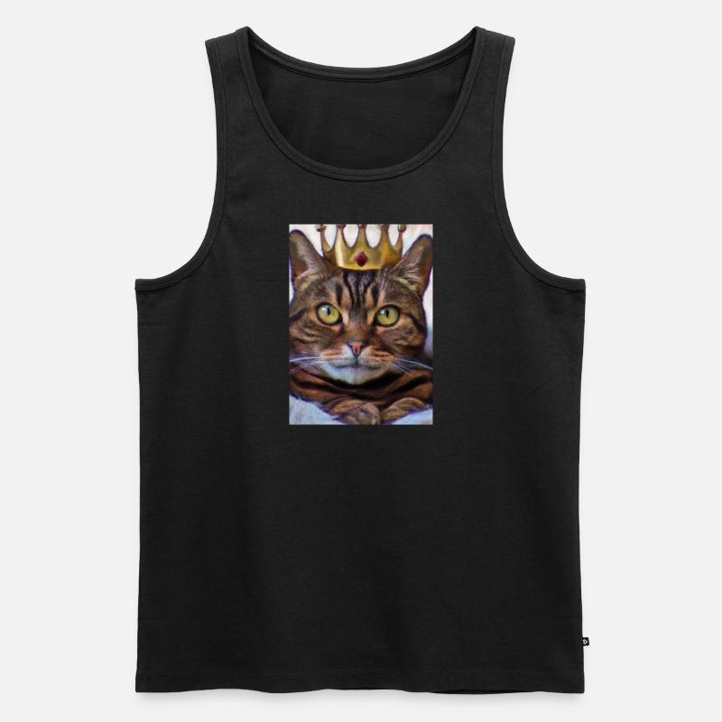 Katze mit Krone - Männer Premium Bio Tank Top - Schwarz