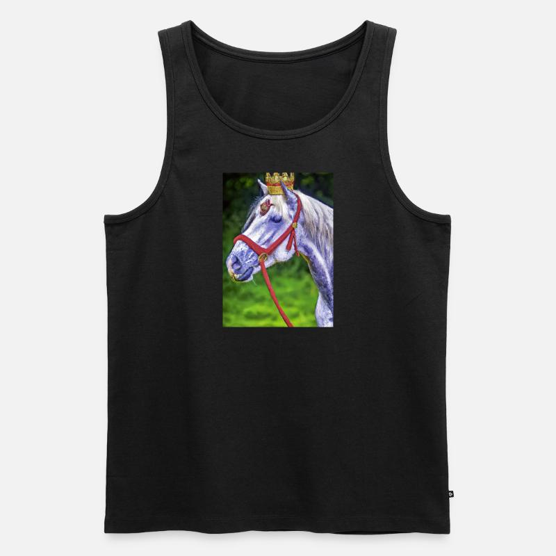 Pferd mit Krone - Männer Premium Bio Tank Top - Schwarz