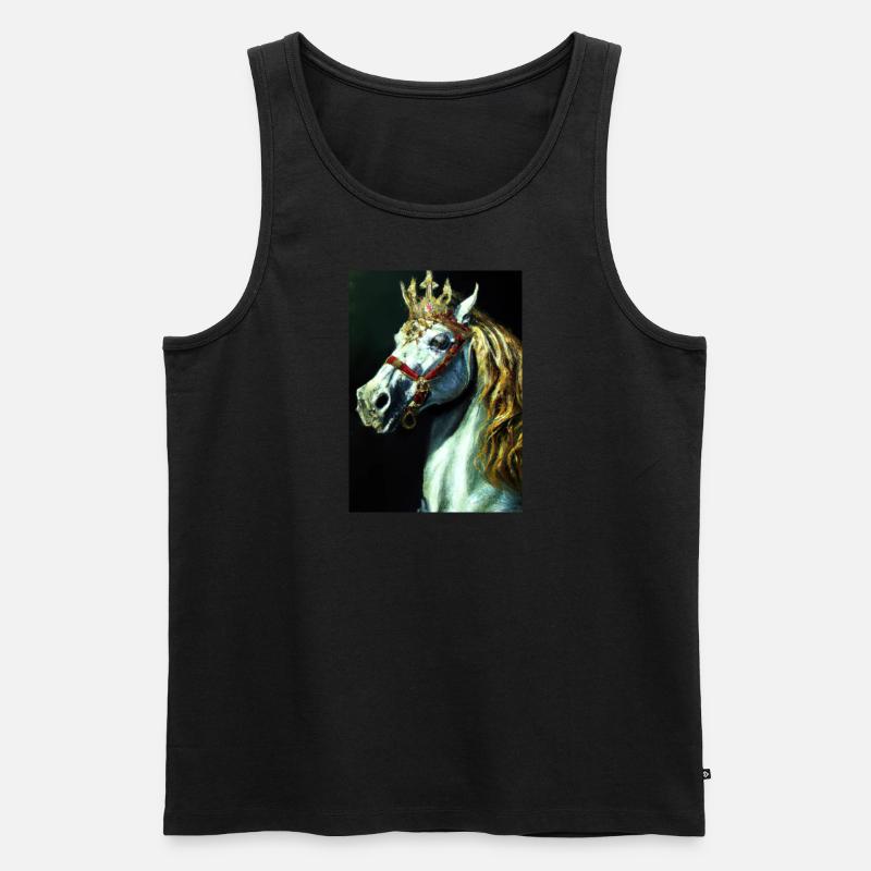 Pferd mit Krone - Männer Premium Bio Tank Top - Schwarz