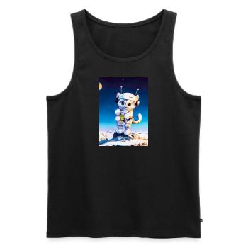 Astronautenkatze - Männer Premium Bio Tank Top - Schwarz - Vorne - Michal (187cm)