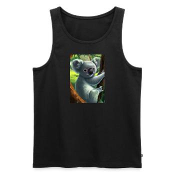 Ein Koala hängt an einem Baum - Männer Premium Bio Tank Top - Schwarz - Vorne - Michal (187cm)