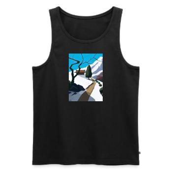 Pfad zu einem Berg - Männer Premium Bio Tank Top - Schwarz - Vorne - AI Model Male 178 light (178cm)