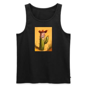 Lachender Kaktus in der Wüste - Männer Premium Bio Tank Top - Schwarz - Vorne - AI Model Male 178 light (178cm)