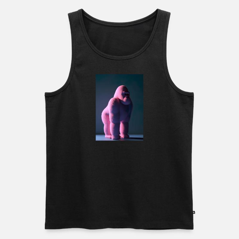 Rosa Gorilla - Männer Premium Bio Tank Top - Schwarz