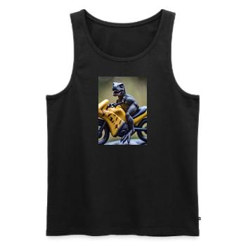 Dinosaurier auf Motorrad - Männer Premium Bio Tank Top - Schwarz - Vorne - Michal (187cm)