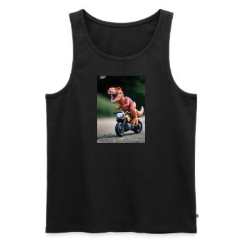 Dinosaurier auf Motorrad - Männer Premium Bio Tank Top - Schwarz - Vorne - Michal (187cm)