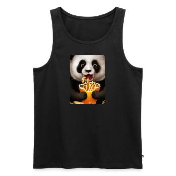 Panda isst Fast Food - Männer Premium Bio Tank Top - Schwarz - Vorne - Michal (187cm)