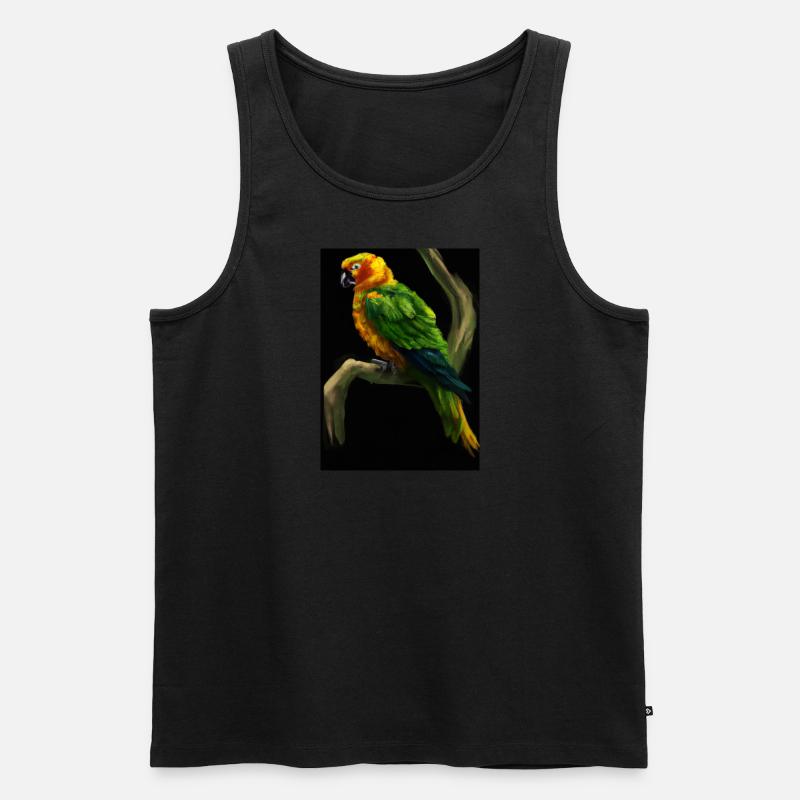 Papagei auf einem Baum - Männer Premium Bio Tank Top - Schwarz