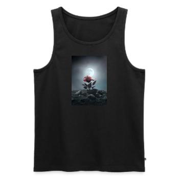 Rose auf dem Mond - Männer Premium Bio Tank Top - Schwarz - Vorne - AI Model Male 178 light (178cm)
