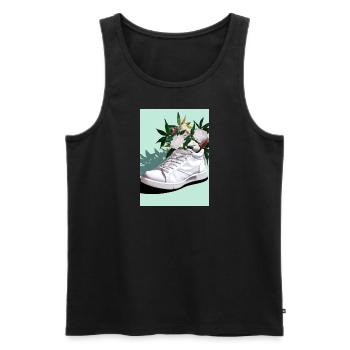 Sneaker mit Blumen - Männer Premium Bio Tank Top - Schwarz - Vorne - Michal (187cm)