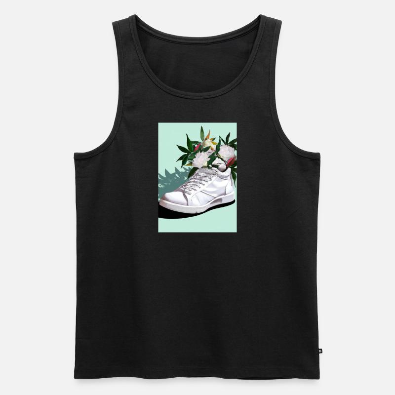 Sneaker mit Blumen - Männer Premium Bio Tank Top - Schwarz