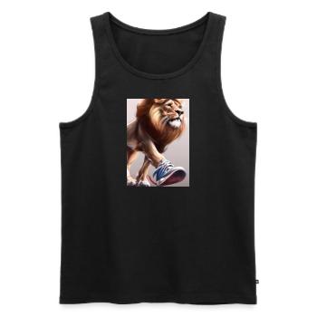 Löwe trägt Turnschuhe - Männer Premium Bio Tank Top - Schwarz - Vorne - Michal (187cm)