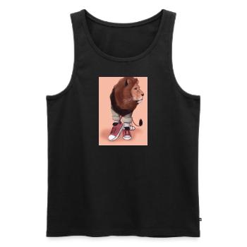 Löwe trägt Turnschuhe - Männer Premium Bio Tank Top - Schwarz - Vorne - Michal (187cm)