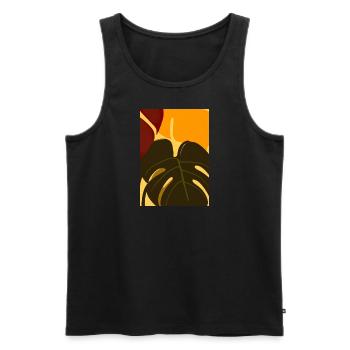 Monstera Pflanze Zusammenfassung - Männer Premium Bio Tank Top - Schwarz - Vorne - Michal (187cm)