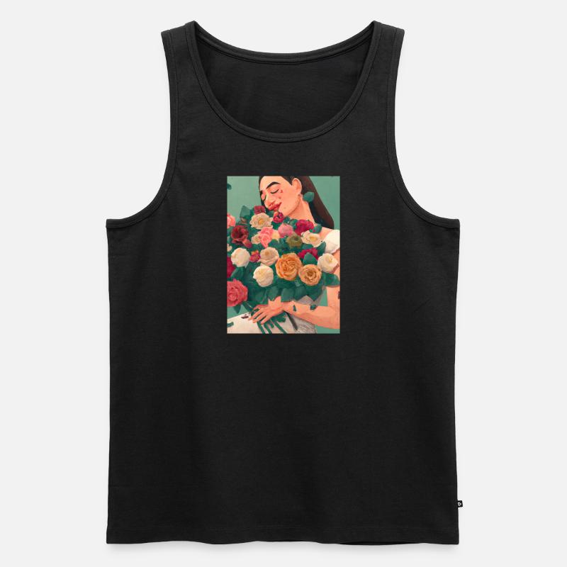 Frauen mit Blumen - Männer Premium Bio Tank Top - Schwarz