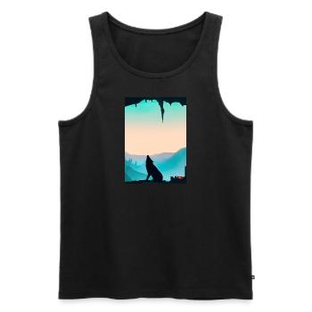 Wolf bei Nacht - Männer Premium Bio Tank Top - Schwarz - Vorne - Michal (187cm)