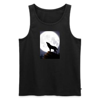 Wolf bei Nacht - Männer Premium Bio Tank Top - Schwarz - Vorne - Michal (187cm)